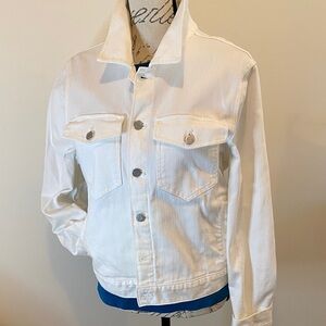 J Crew White Classic Trucker style  Denim Jean Jacket
